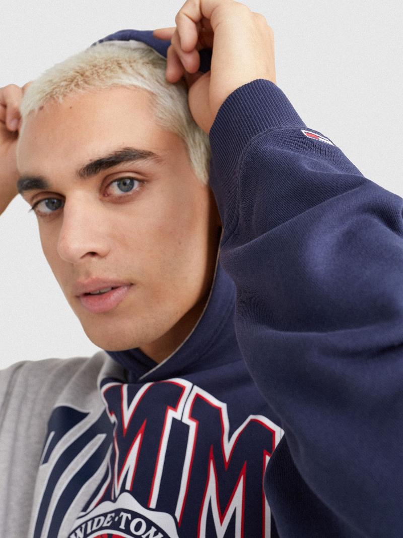 Férfi Tommy Hilfiger Classic cut-and-sew tommy Hoodies Sötétkék Színes | HU 1219HAP